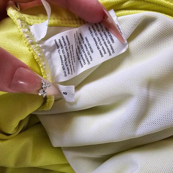 Bleu by Rod Beattie Women's Square-Neck One-Piece Swimsuit In Chartreuse Size 8 - Picture 11 of 11